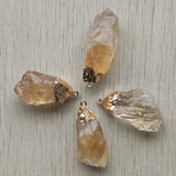6pcs Natural Yellow Crystal Irregular Shape Pendants for Jewelry Making