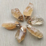 6pcs Natural Yellow Crystal Irregular Shape Pendants for Jewelry Making