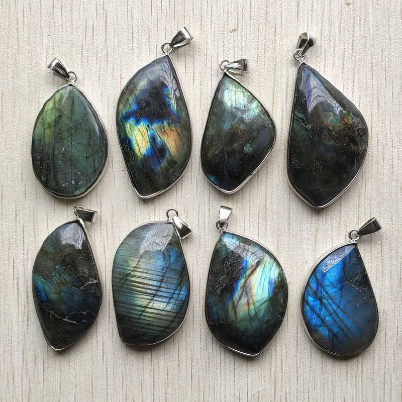 Labradorite Copper Charms Pendants 8pcs/Lot for Jewelry Making