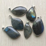 Labradorite Copper Charms Pendants 8pcs/Lot for Jewelry Making