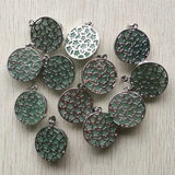 Green Aventurine Moon Cat Charms Pendant for Jewelry Making 12pcs/lot