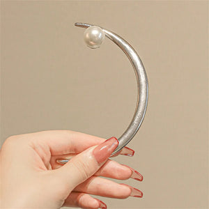 Pearl Moon Hairpin Retro Half Moon Pull Hairpin Female High Sense