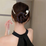 Pearl Moon Hairpin Retro Half Moon Pull Hairpin Female High Sense