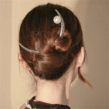 Pearl Moon Hairpin Retro Half Moon Pull Hairpin Female High Sense