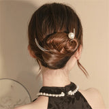 Pearl Moon Hairpin Retro Half Moon Pull Hairpin Female High Sense