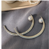 Pearl Moon Hairpin Retro Half Moon Pull Hairpin Female High Sense