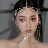 Rhinestone Tassel Hair Chain Water Drop Crystal Hairpin Bridal Ornament