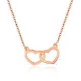 Double Heart Necklace Stainless Steel Rose Jewelry Gift