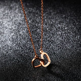 Double Heart Necklace Stainless Steel Rose Jewelry Gift