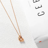 Double Heart Necklace Stainless Steel Rose Jewelry Gift