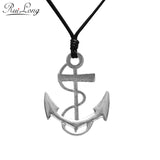 Vintage Anchor Pendant Leather Chain Necklace for Men and Women