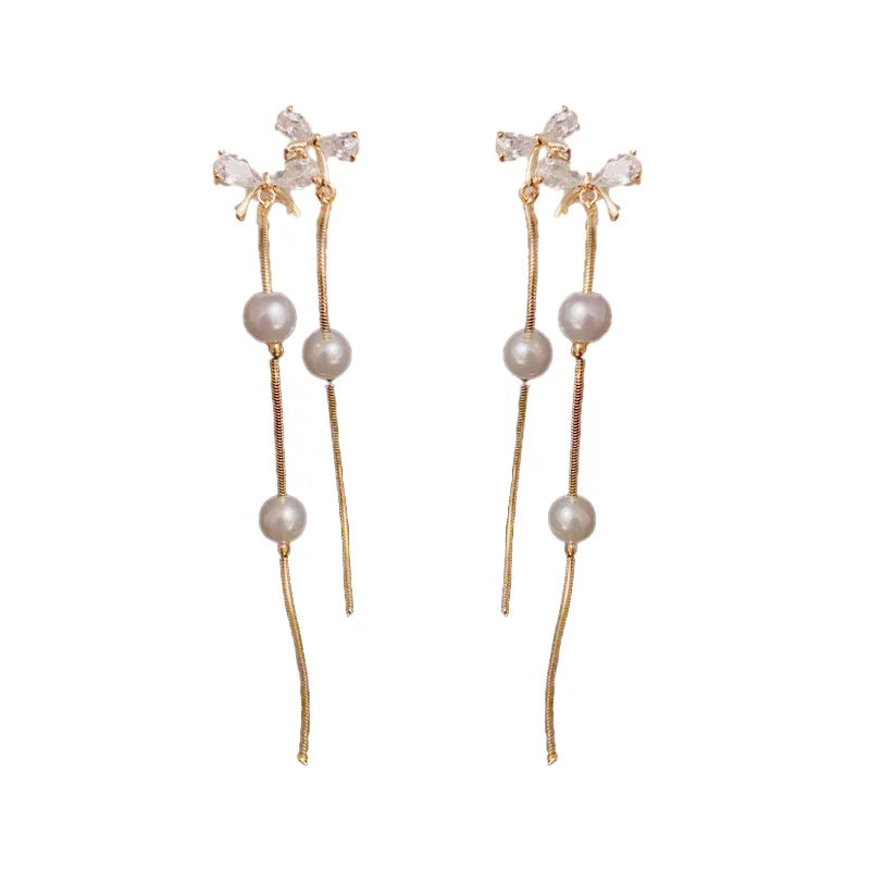 Tassel Bow Shaped Earrings Stylish Jewelry