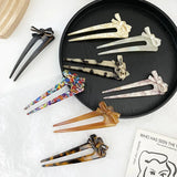 Retro Bowknot Hair Sticks Acetate Hairpins U Shaped Hair Pin Tortoiseshell