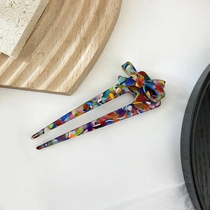 Retro Bowknot Hair Sticks Acetate Hairpins U Shaped Hair Pin Tortoiseshell