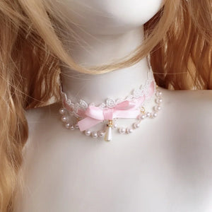 Women's Fringe Lace Bow Neckband Vintage Style Lace Collar