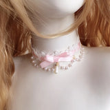 Women's Fringe Lace Bow Neckband Vintage Style Lace Collar