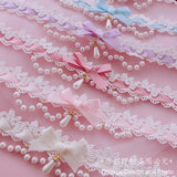 Women's Fringe Lace Bow Neckband Vintage Style Lace Collar