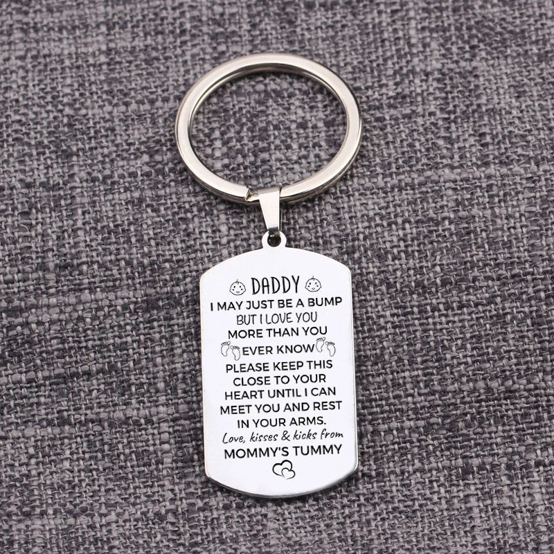 Father Keychain Stainless Steel Keyring Daddy To Be Gift