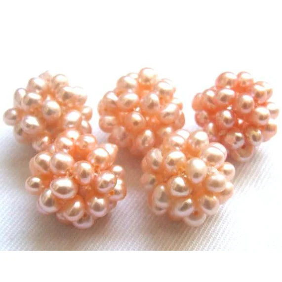 5pcs 16mm Pink Round Freshwater Pearl DIY Jewelry Set