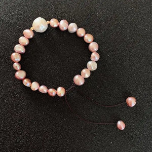 100% Real Baroque Pearl Charm Strand Purple Pink Freshwater Pearls Bracelet