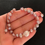 100% Real Baroque Pearl Charm Strand Purple Pink Freshwater Pearls Bracelet