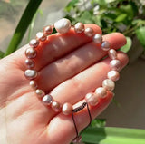100% Real Baroque Pearl Charm Strand Purple Pink Freshwater Pearls Bracelet