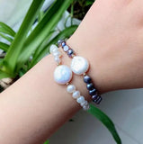 Baroque Raw Coin Charm Freshwater Pearl Strand Bracelet