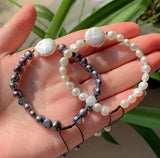 Baroque Raw Coin Charm Freshwater Pearl Strand Bracelet