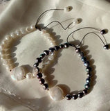 Baroque Raw Coin Charm Freshwater Pearl Strand Bracelet