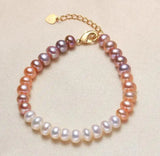 Pink Lavender Button Pearl Bracelet Real Freshwater Pearl Fine Jewelry