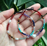 Gemstone Freshwater Pearl Bracelet with Amethyst Charm