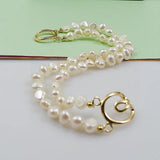 Freshwater Pearl Bracelet 2Row Chain Buckle Ladies Fine Jewelry