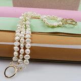 3Row Baroque Freshwater Pearl Bracelet Plated Chain Buckle