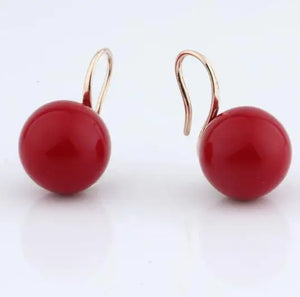 14MM Round Pearl Silver Drop Earrings for Women