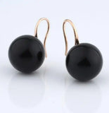 14MM Round Pearl Silver Drop Earrings for Women