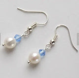 Crystal Bead Freshwater Pearl S925 Silver Dangle Earrings