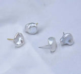 Baroque 11-12mm Freshwater Pearls Silver Stud Earring