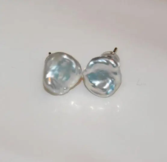 Baroque 9-11mm Freshwater Pearl Silver Stud Earrings