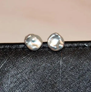 Baroque 9-11mm Freshwater Pearl Silver Stud Earrings