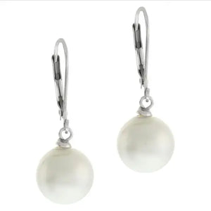 Mother Of Pearl Earrings S925 Sterling Silver Dangle 10mm Sea Shell Fine Jewelry