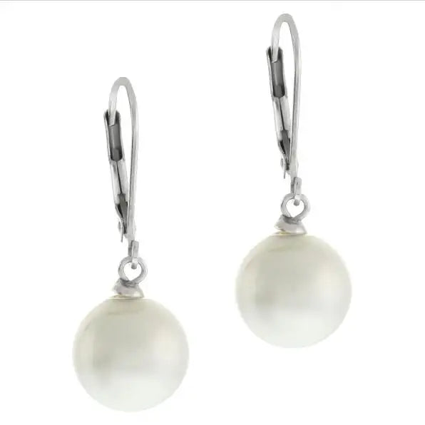 Mother Of Pearl Earrings S925 Sterling Silver Dangle 10mm Sea Shell Fine Jewelry