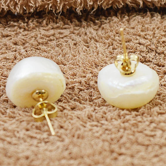 Baroque Natural Freshwater Pearls Silver Stud Earring