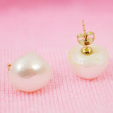 Baroque Natural Freshwater Pearls Silver Stud Earring