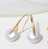 Coin Freshwater Pearl Dangle Earrings - Lady Gift