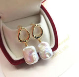 Square Freshwater Pearl Dangle Earrings - Lady Gift Fine Jewelry