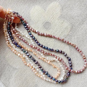 Baroque Freshwater Pearl Choker Necklace 5mm Irregular Nuggets Short Collar