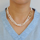 Pearl Necklace Baroque Freshwater Pearls Plated Chain Ladies Fine Jewelry