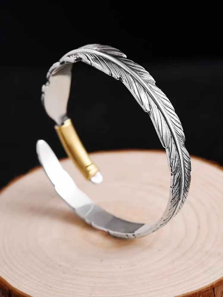 Vintage Goro Takahashi Silver Feather Bracelet for Men