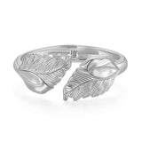 Feather Jewelry Arm Bracelet Bangle Boho Metal Charm Leaf Shaped Bangle