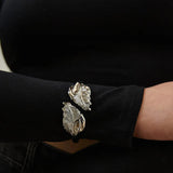 Feather Jewelry Arm Bracelet Bangle Boho Metal Charm Leaf Shaped Bangle